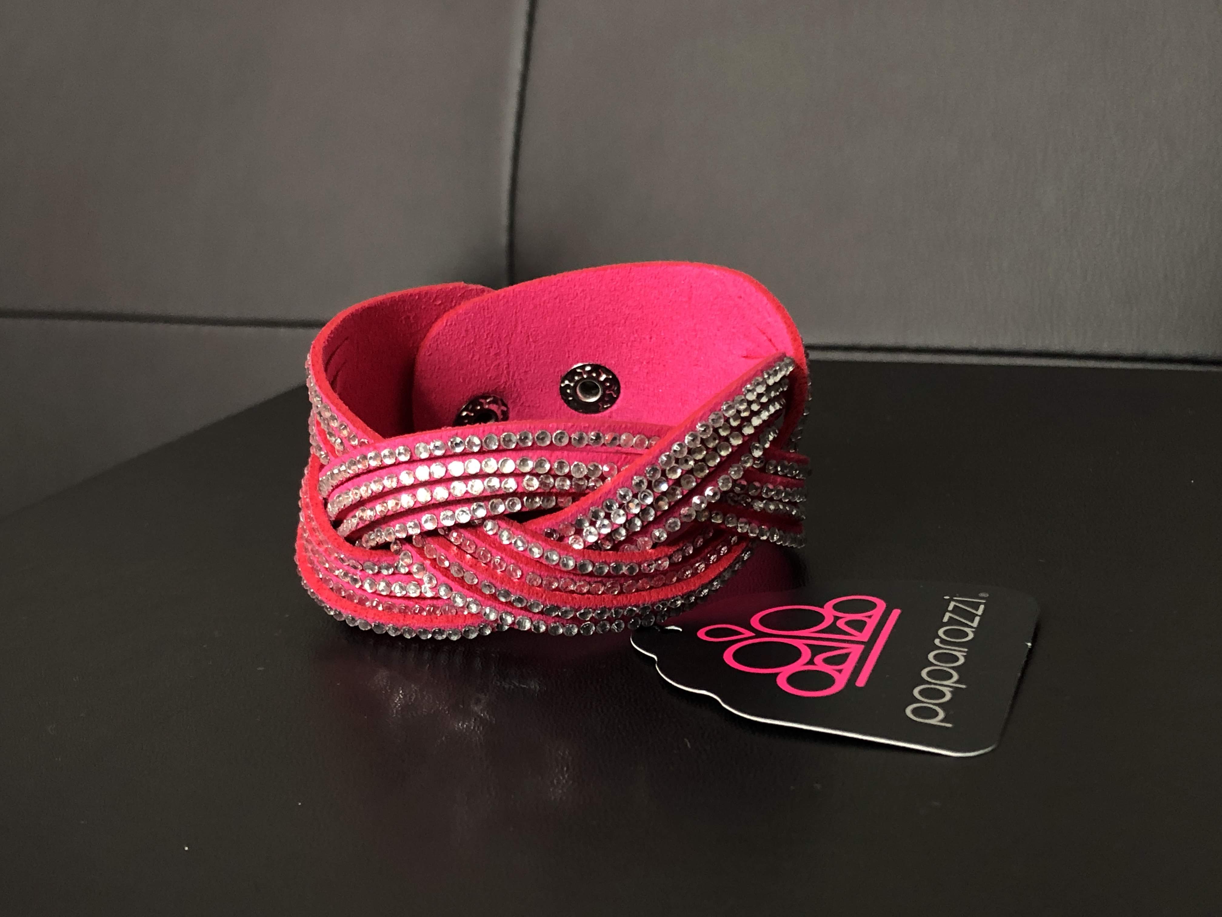 Hot Pink Braided Snap Bracelet Paparazzi Accessories | Flamingo Angie
