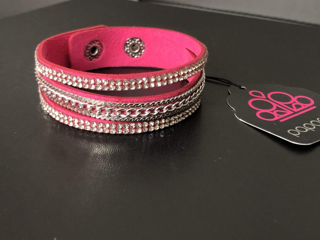 Sparkly Pink Snap Bracelet Paparazzi Flamingo Angie