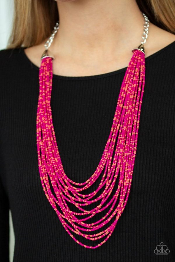 Peacefully Pacific Pink and Coral Necklace Paparazzi - Flamingo Angie