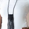 Macrame Mantra - Black Pull Cord Necklace Paparazzi