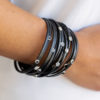 Fearlessly Layered - Black Leather Bracelet Paparazzi
