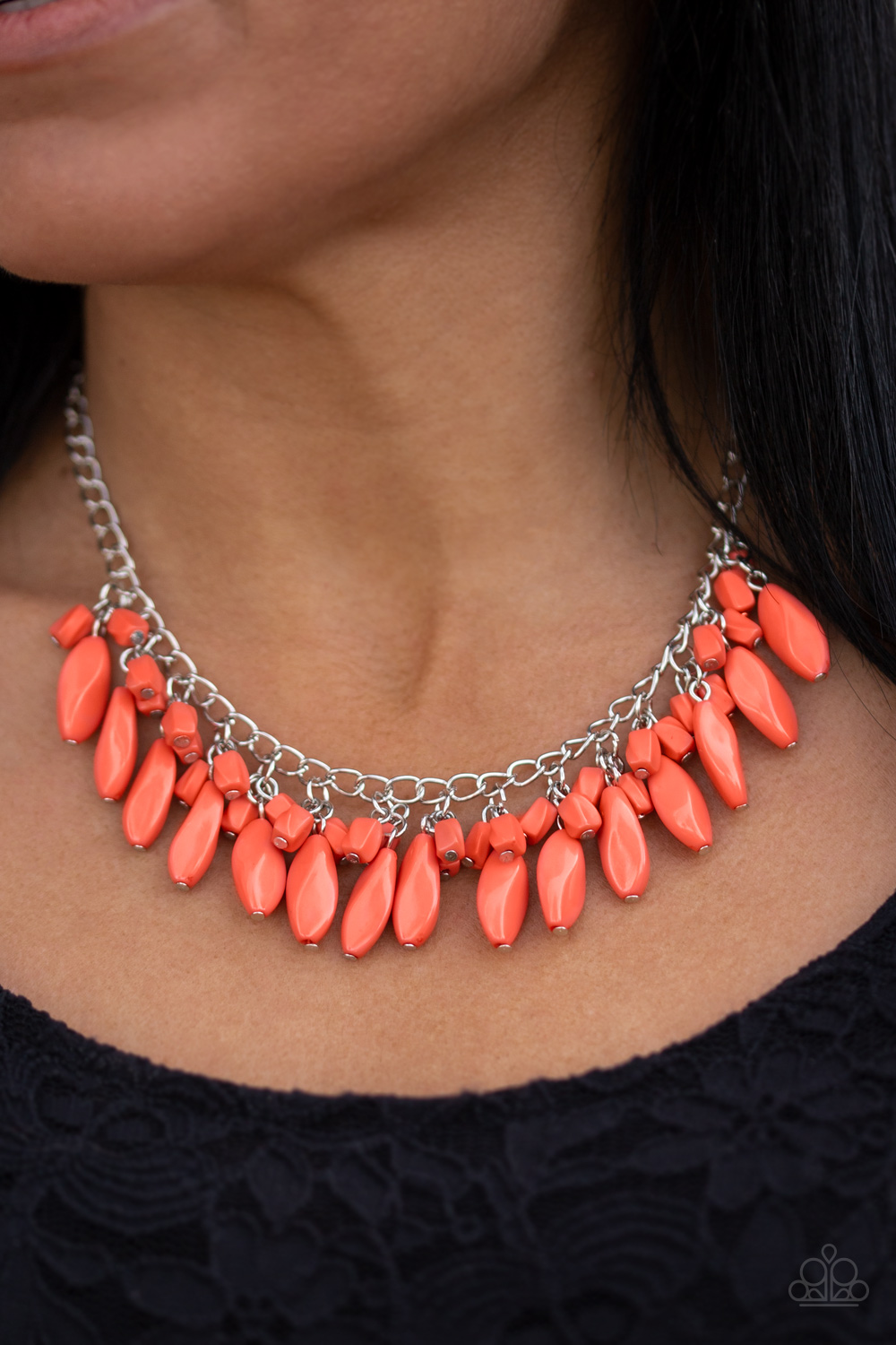 orange bead necklace paparazzi